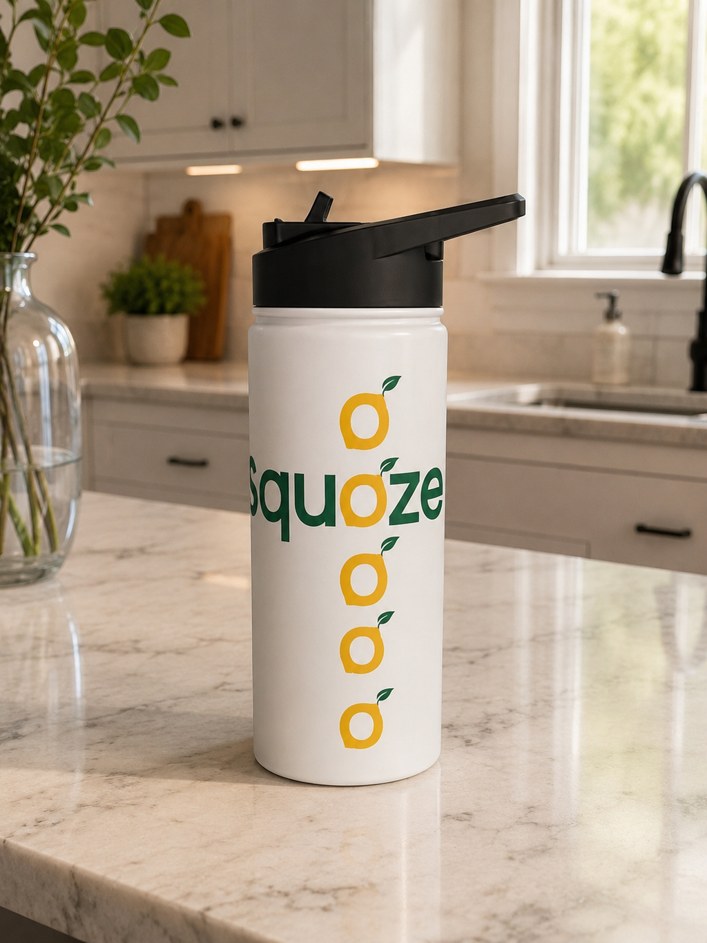 Stainless Steel SQUOZE Water Bottle, Standard Lid