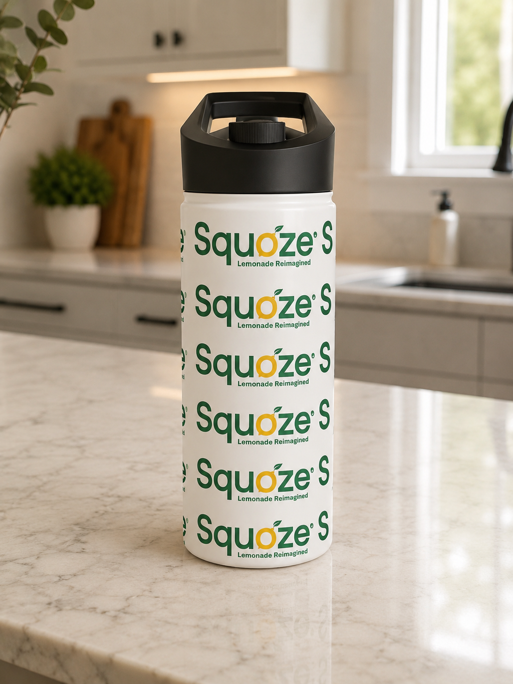 Stainless Steel SQUOZE Water Bottle, Standard Lid
