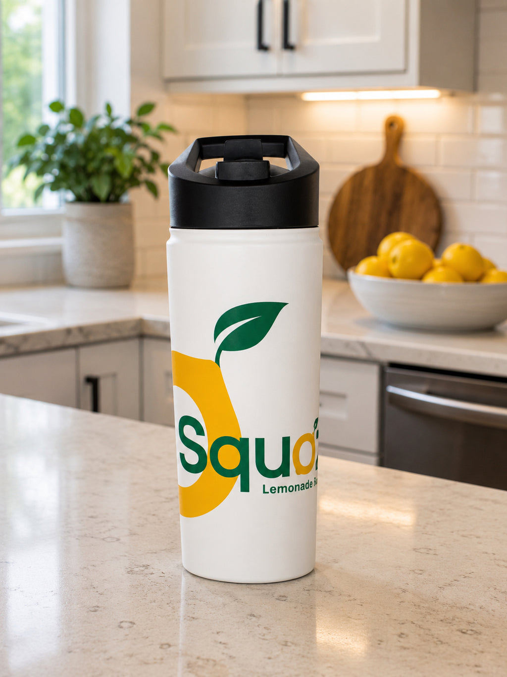 Stainless Steel SQUOZE Water Bottle, Standard Lid